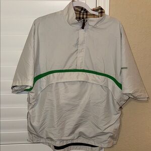 Burberry Gray Half-Zip Jacket with Green Accents mens large